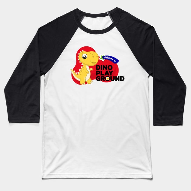 Dino Playground Baseball T-Shirt by marianbierman